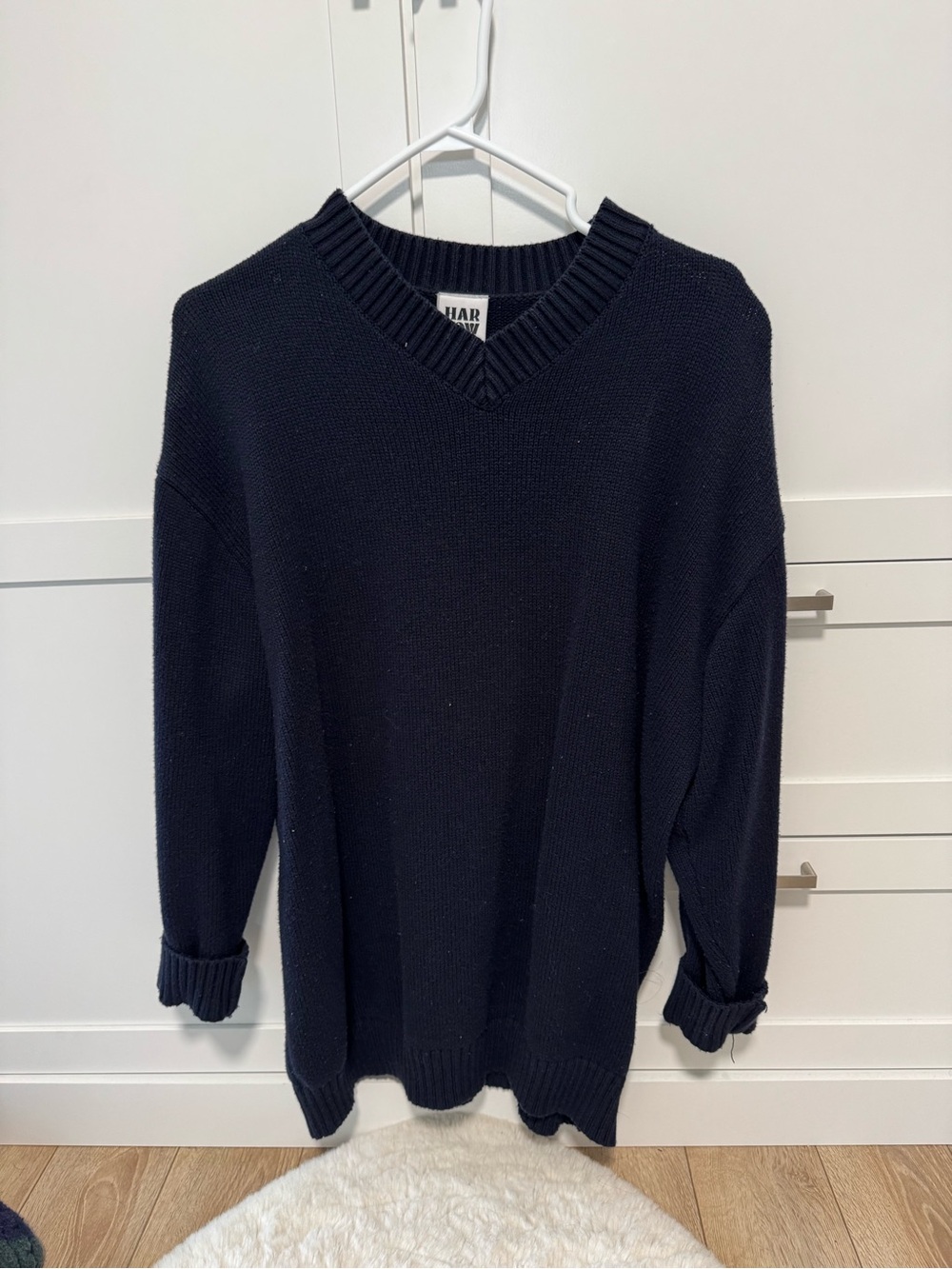 Harlow Women's V-Neck Sweater in Navy Blue